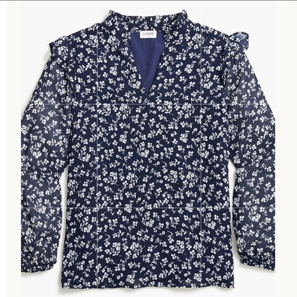 J.Crew Factory V-Neck Crinkle Top in Black with White Floral Print Size 3XL - Picture 2 of 10